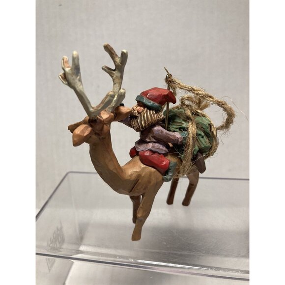 Hallmark Keepsake Ornament Home From The Woods 1995 Santa Riding Reindeer Rustic - Picture 3 of 6